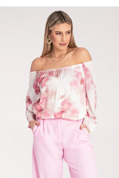 Women Blouse – Lightweight – Three-Quarter Sleeve - Pink -Guocali