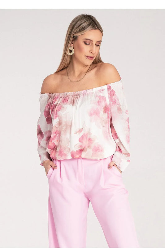 Women Blouse – Lightweight – Three-Quarter Sleeve - Pink -Guocali