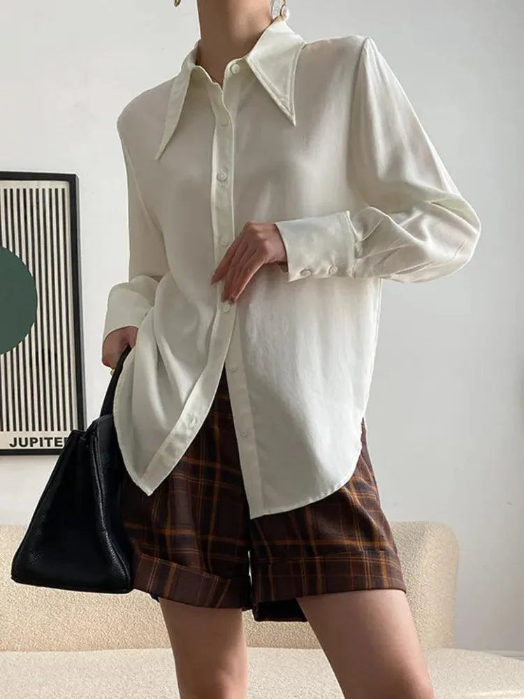 Women Blouse – Ruffle Detail – Puff Sleeves - Cream White