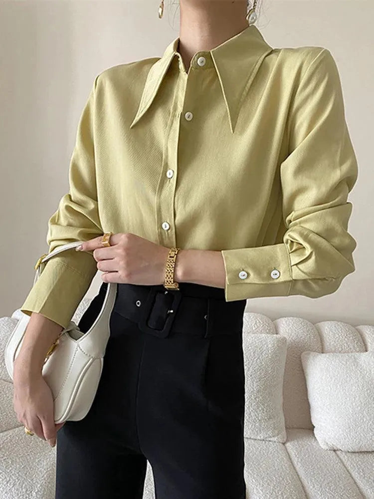 Women Blouse – Ruffle Detail – Puff Sleeves - Cream White