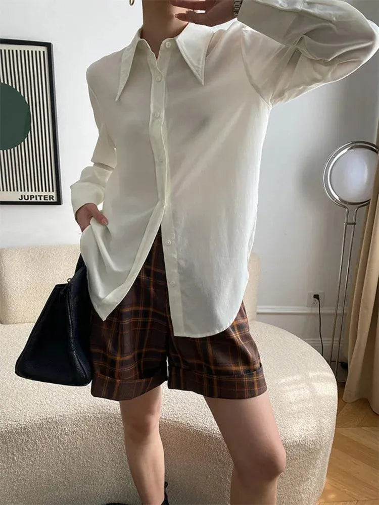 Women Blouse – Ruffle Detail – Puff Sleeves - Cream White