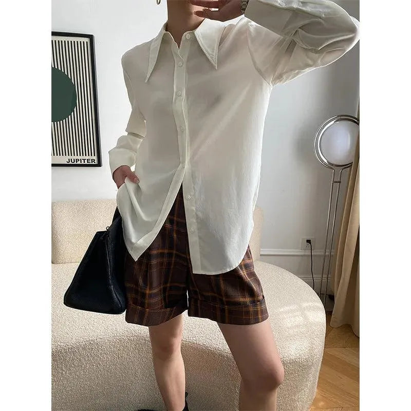 Women Blouse – Ruffle Detail – Puff Sleeves - Cream White