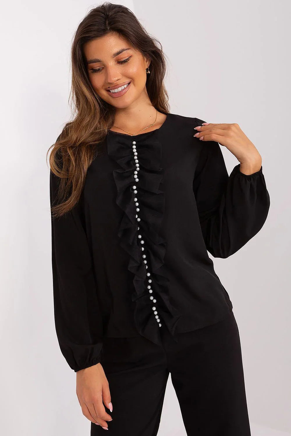 Women Blouse – Stretchable – Long Sleeve - Black -Guocali