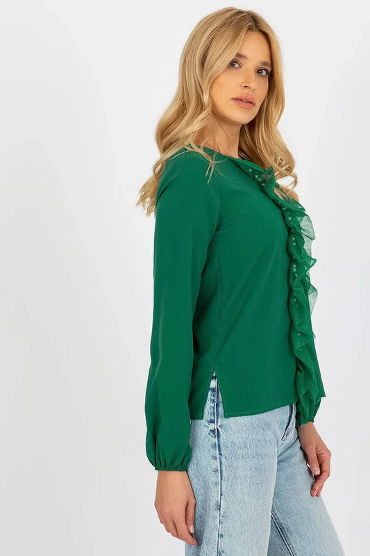 Women Blouse – Stretchable – Long Sleeve - Green -Guocali