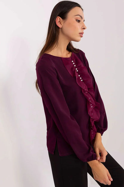 Women Blouse – Stretchable – Long Sleeve - Purple -Guocali
