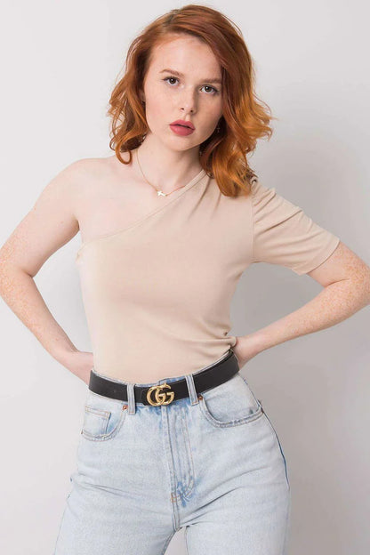 Women Blouse – Stretchable – Short Sleeve - Beige -Guocali