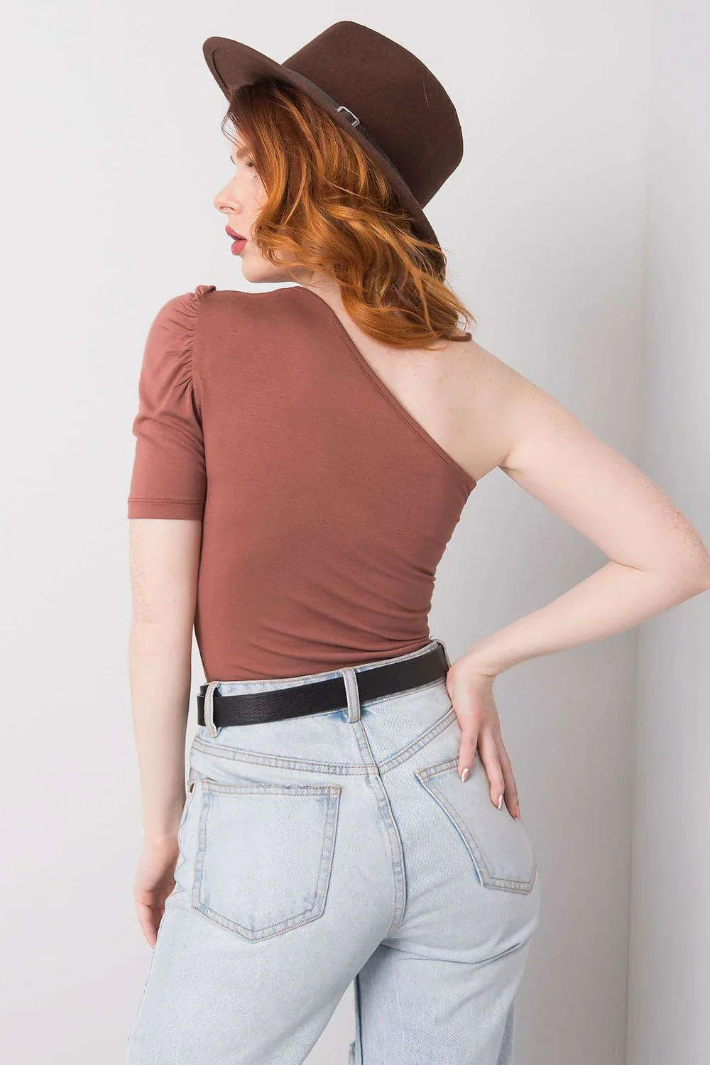 Women Blouse – Stretchable – Short Sleeve - Brown -Guocali