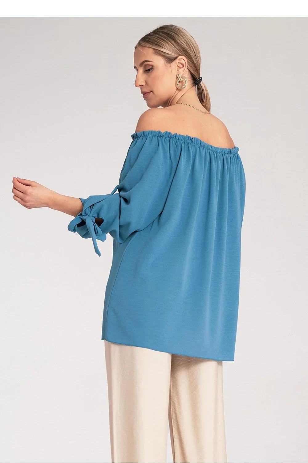 Women Blouse – Stretchable – Three-Quarter Sleeve - Blue -Guocali