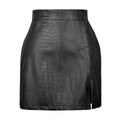 Women Bodycon Skirt Leather Mini Slit - High Waist Women Skirt