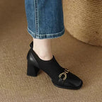 Women Boots - Block Ankle Boots - Pu Leather