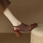 Women Boots - Block Ankle Boots - Pu Leather