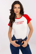 Women Crew-Neck Raglan-Sleeves T-Shirt – Stretchable - White, Red -Guocali
