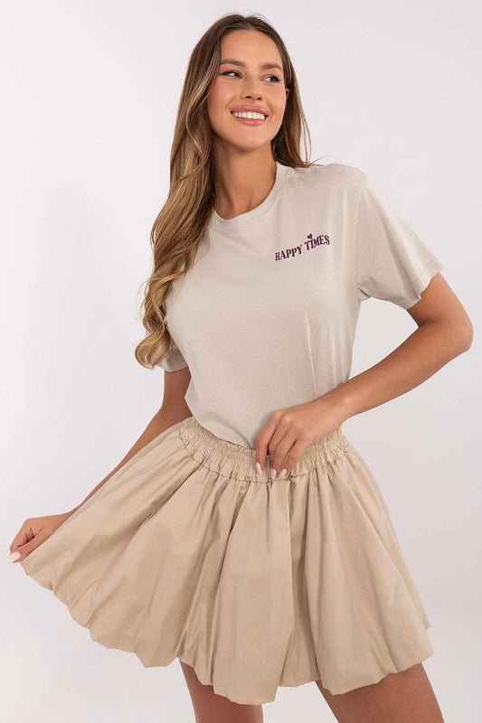 Women Crew-Neck Short-Sleeves T-Shirt – Breathable - Beige -Guocali