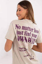 Women Crew-Neck Short-Sleeves T-Shirt – Breathable - Beige -Guocali
