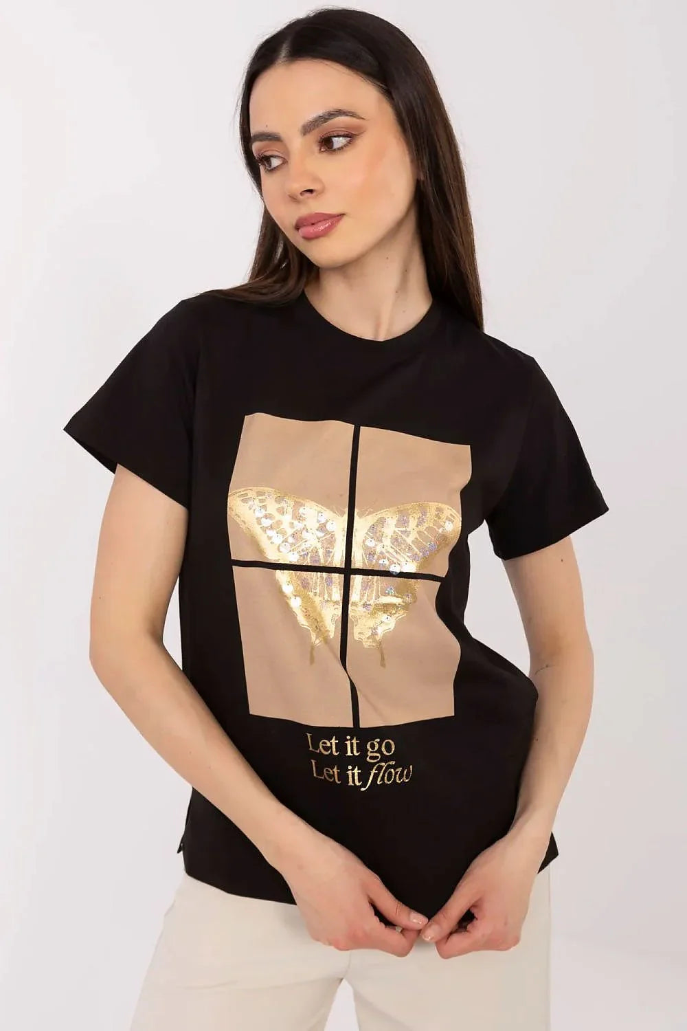 Women Crew-Neck Short-Sleeves T-Shirt – Breathable, Gold, Beige