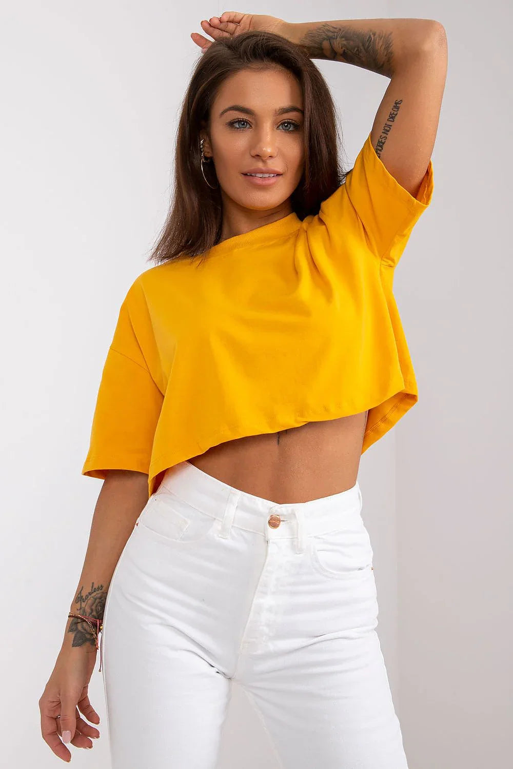 Women Crew-Neck Short-Sleeves T-Shirt – Breathable - Yellow -Guocali