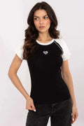 Women Crew-Neck Short-Sleeves T-Shirt – Stretchable - Black, White -Guocali