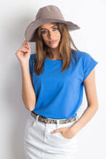 Women Crew-Neck Short-Sleeves T-Shirt – Stretchable - Blue -Guocali