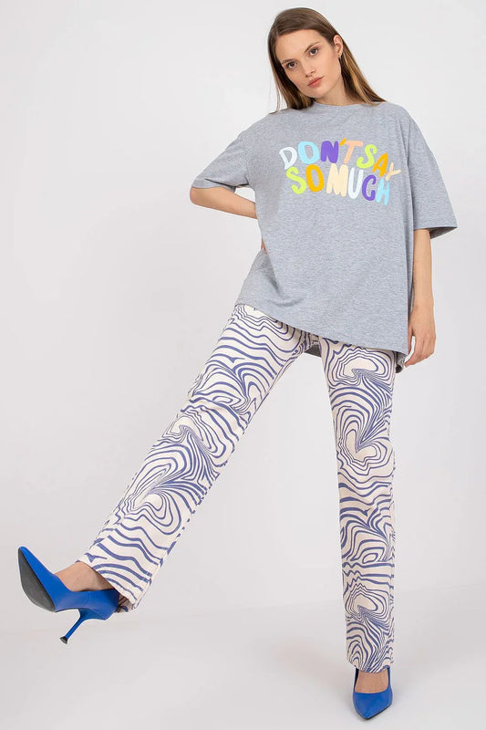 Women Crew-Neck Short-Sleeves T-Shirt – Stretchable - Gray -Guocali