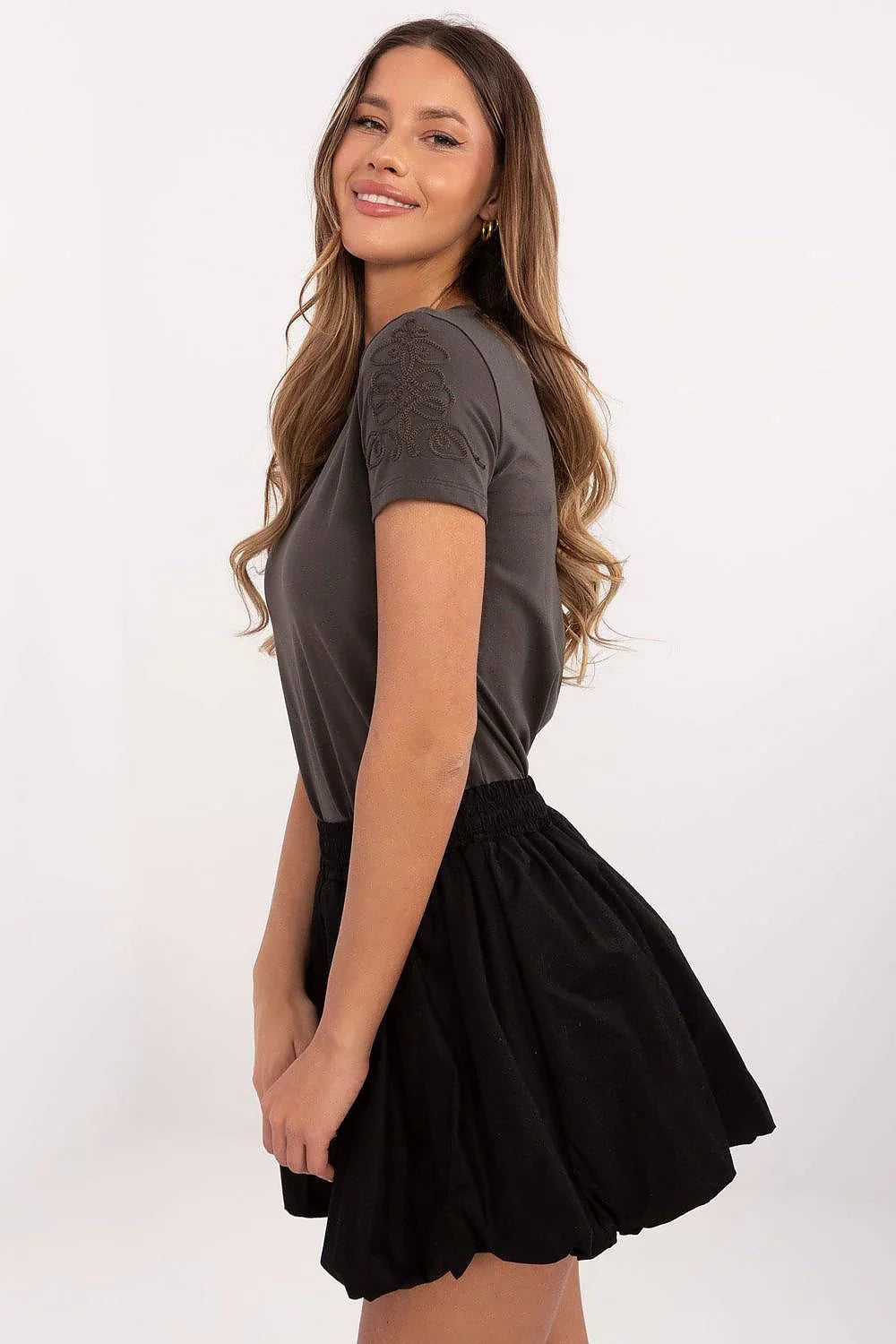 Women Crew-Neck Short-Sleeves T-Shirt – Stretchable - Gray -Guocali