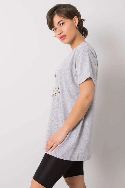 Women Crew-Neck Short-Sleeves T-Shirt – Stretchable - Gray, Multicolor -Guocali