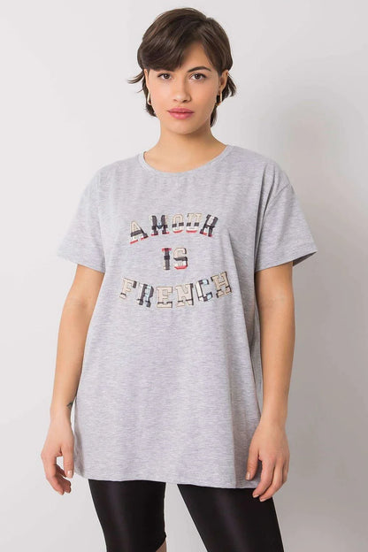 Women Crew-Neck Short-Sleeves T-Shirt – Stretchable - Gray, Multicolor -Guocali