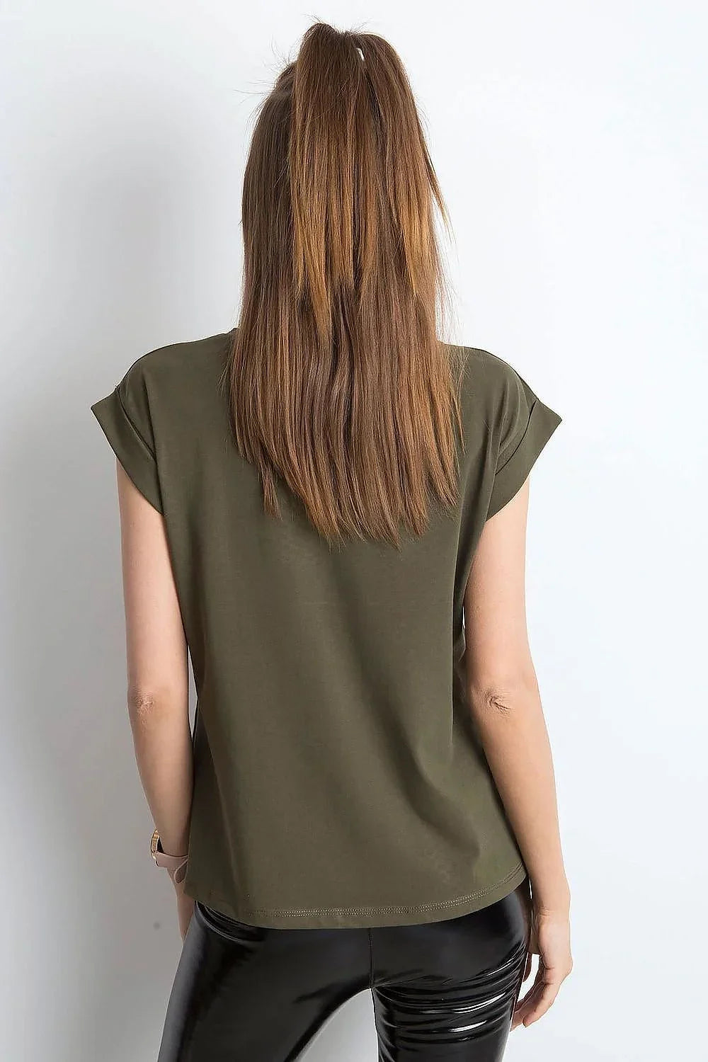 Women Crew-Neck Short-Sleeves T-Shirt – Stretchable - Green -Guocali