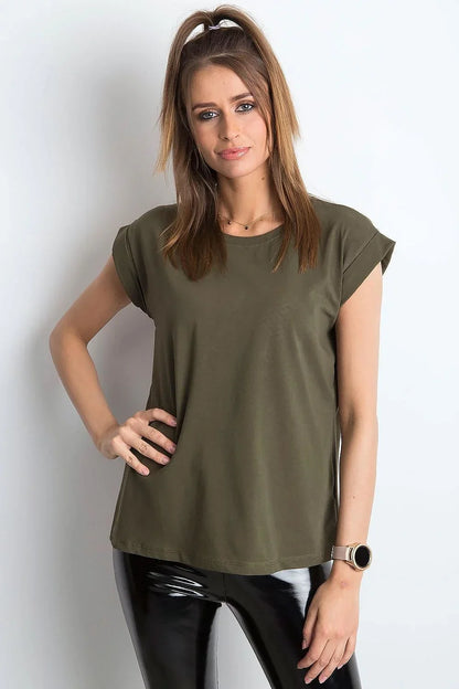 Women Crew-Neck Short-Sleeves T-Shirt – Stretchable - Green -Guocali