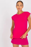 Women Crew-Neck Short-Sleeves T-Shirt – Stretchable - Pink -Guocali
