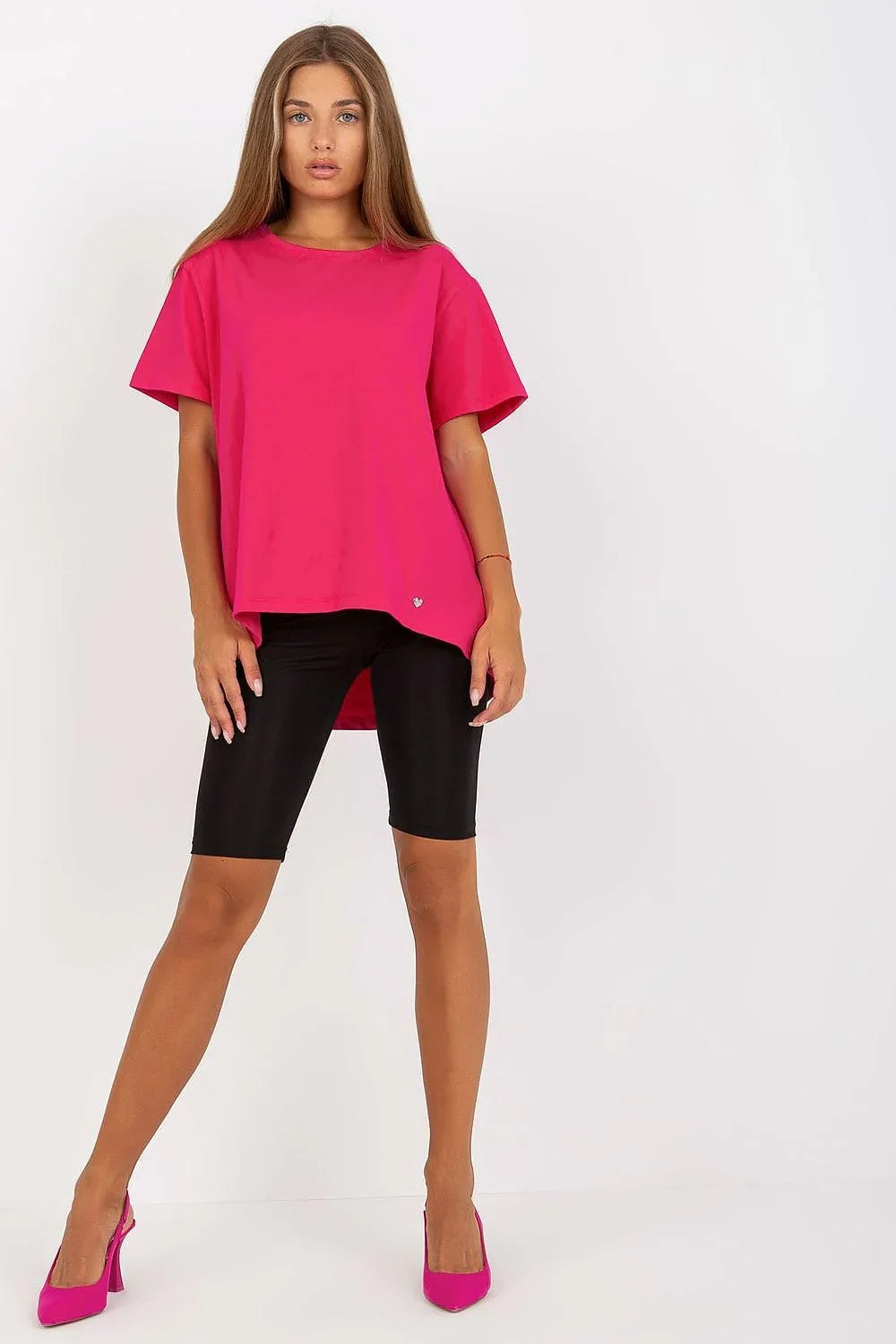 Women Crew-Neck Short-Sleeves T-Shirt – Stretchable - Pink -Guocali