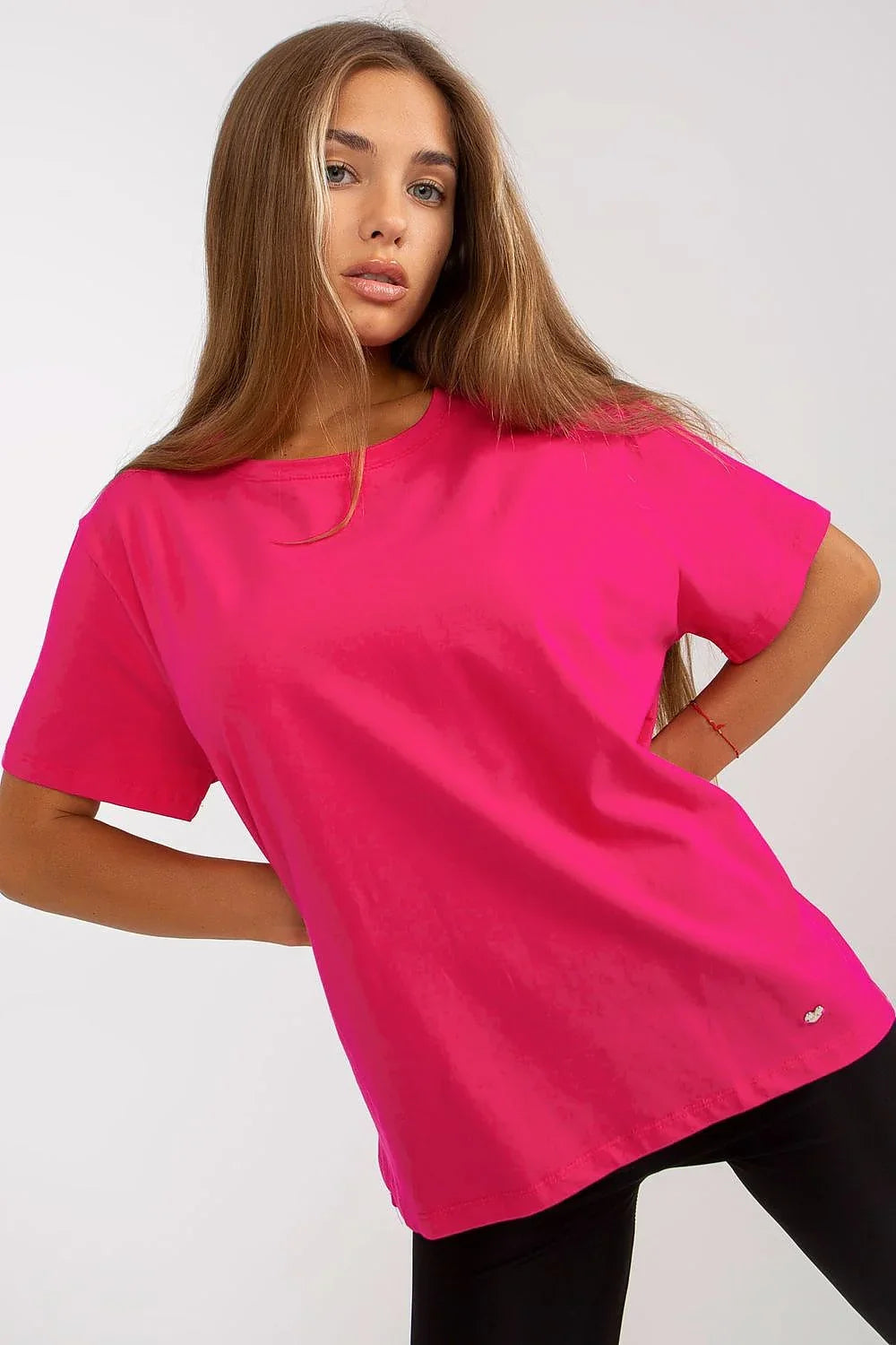 Women Crew-Neck Short-Sleeves T-Shirt – Stretchable - Pink -Guocali