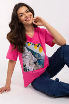 Women Crew-Neck Short-Sleeves T-Shirt – Stretchable - Printed