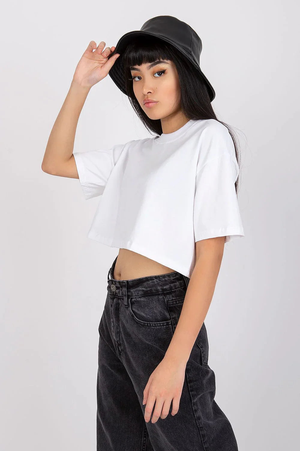 Women Crew-Neck Short-Sleeves T-Shirt – Stretchable - White -Guocali