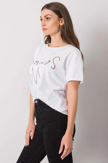 Women Crew-Neck Short-Sleeves T-Shirt – Stretchable - White -Guocali