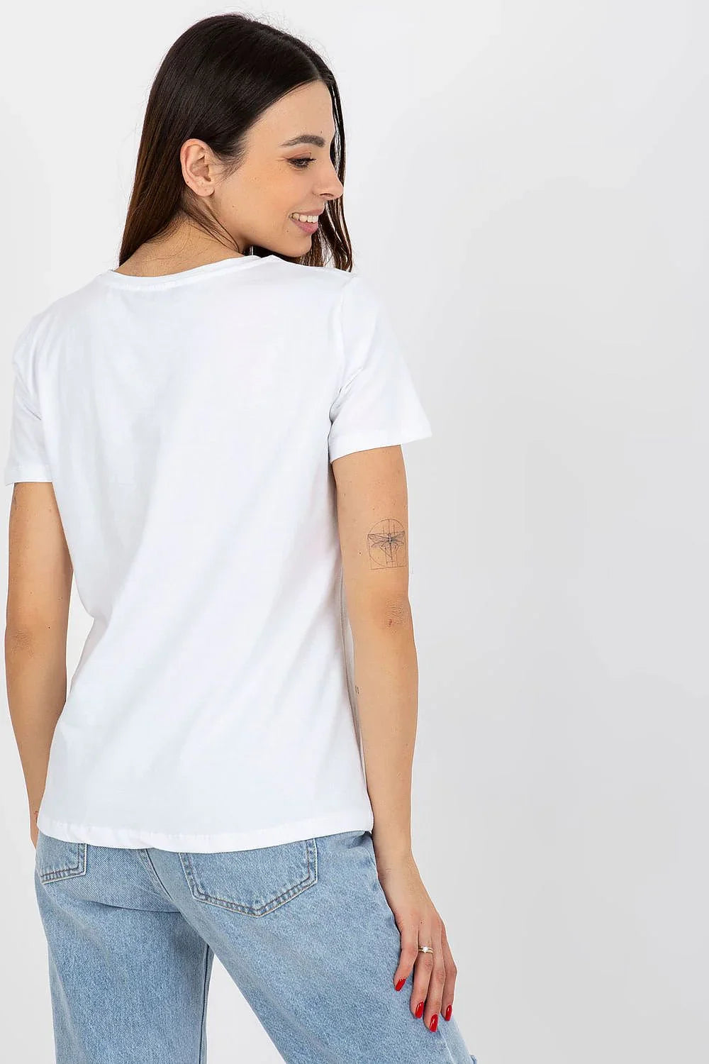 Women Crew-Neck Short-Sleeves T-Shirt – Stretchable - White, Green -Guocali