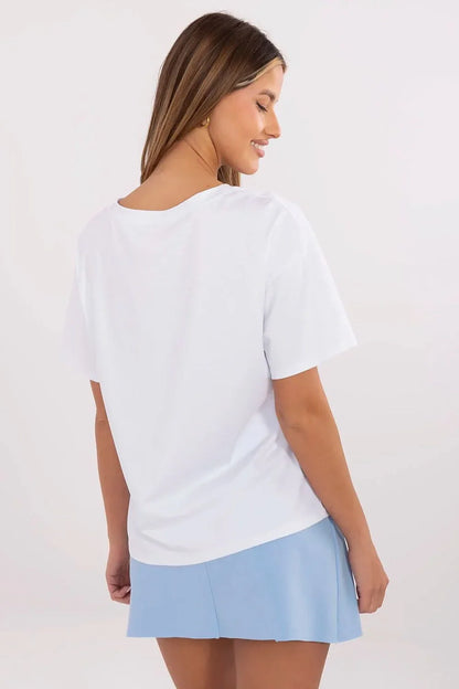 Women Crew-Neck Short-Sleeves T-Shirt – Stretchable - White, Multicolor -Guocali