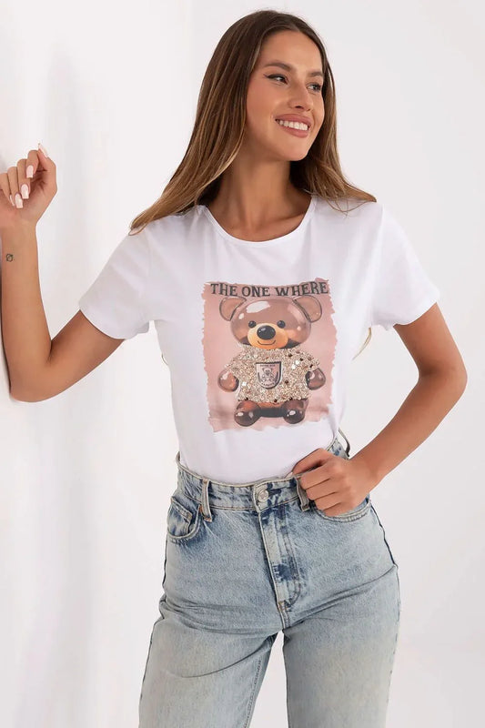 Women Crew-Neck Short-Sleeves T-Shirt – Stretchable - White, Multicolor, Beige, Brown, Gold -Guocali
