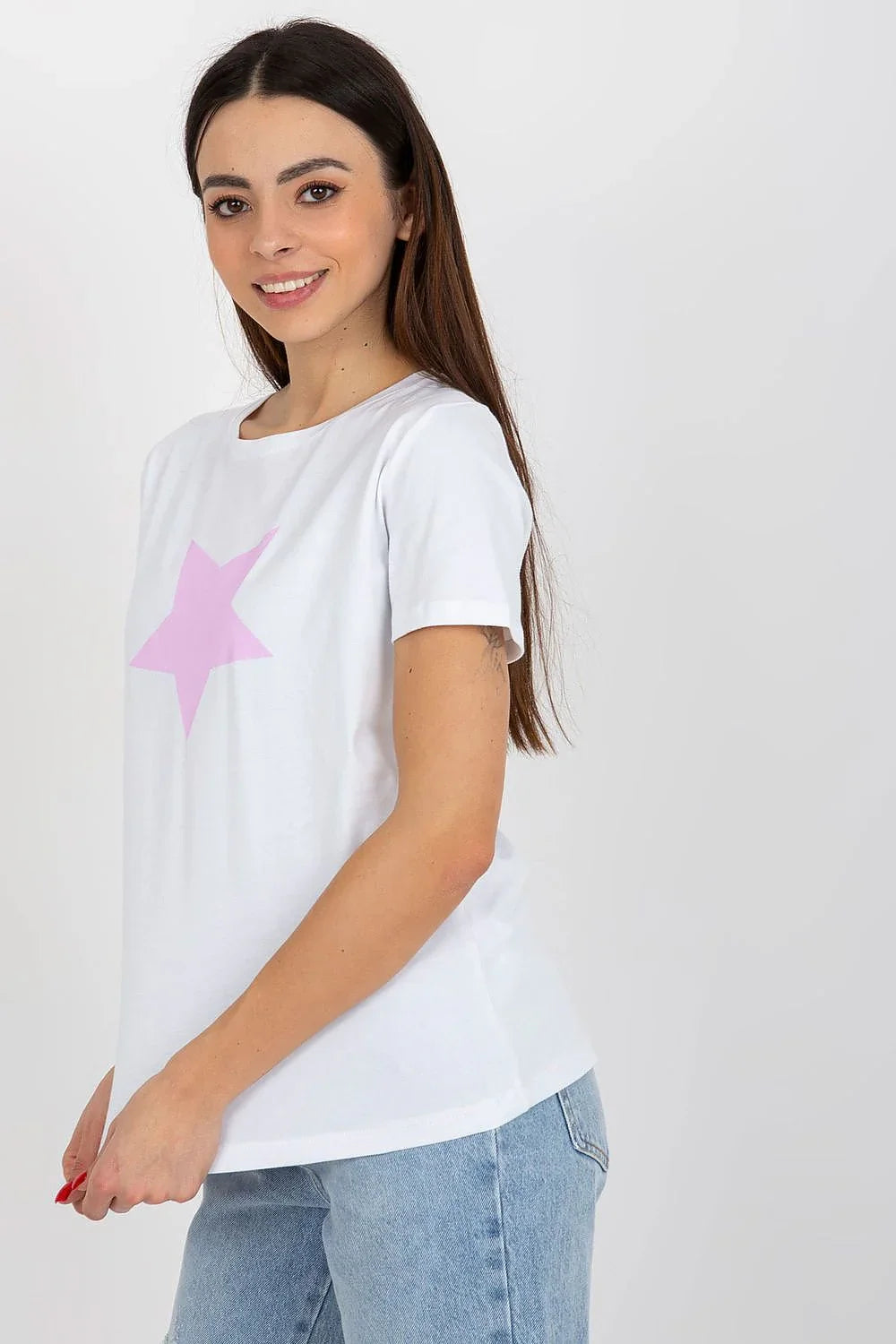 Women Crew-Neck Short-Sleeves T-Shirt – Stretchable - White, Pink -Guocali