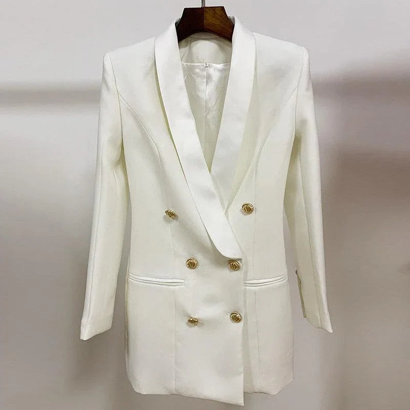 Women Double Breasted Blazer - Breathable - Double-Breasted - White -Guocali