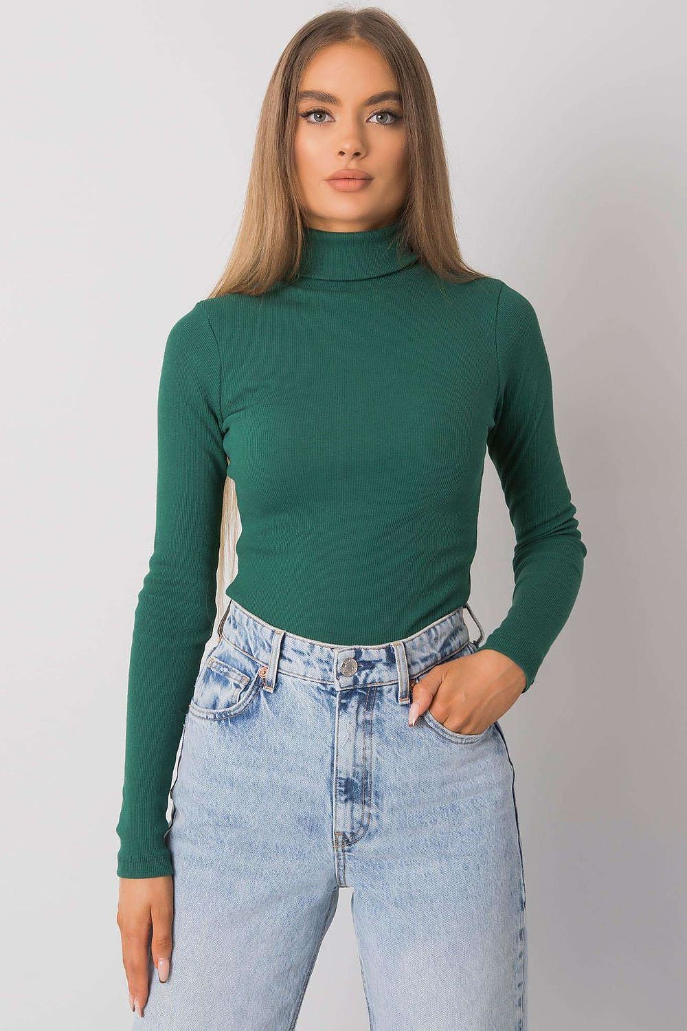 Women Fitted Cotton Turtleneck Sweater - Guocali
