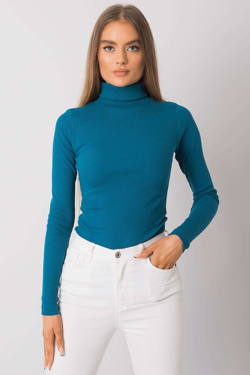 Women Fitted Cotton Turtleneck Sweater - Guocali