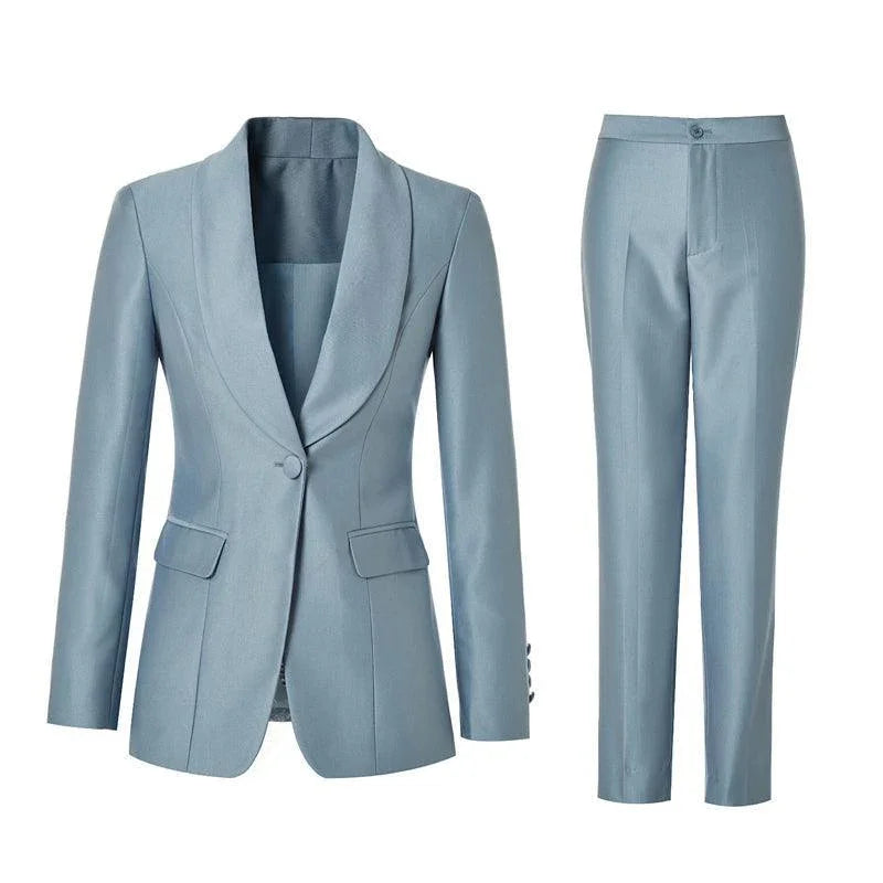 Women Formal Pantsuit - Shawl Collar Trouser Suit -Guocali