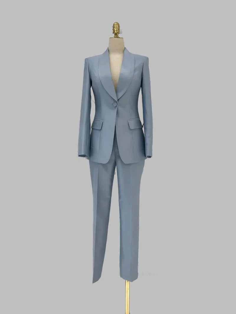 Women Formal Pantsuit - Shawl Collar Trouser Suit -Guocali