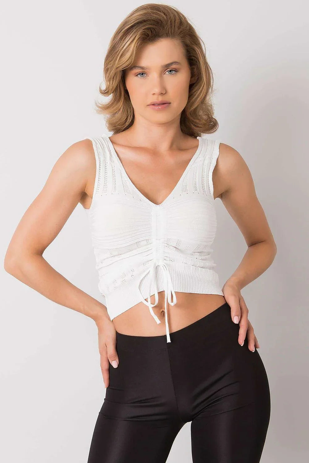 Women Knit Top – V-Neck Crop Top -Guocali