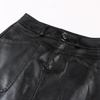 Women Leather Skirt - Mini Skirt -Guocali