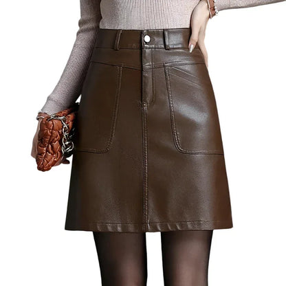 Women Leather Skirt - Mini Skirt -Guocali