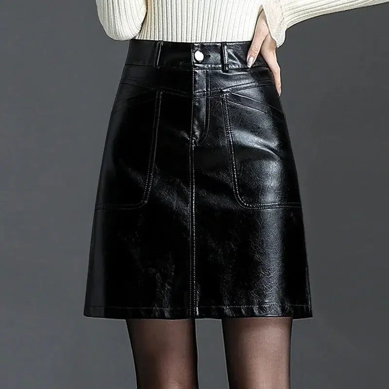 Women Leather Skirt - Mini Skirt -Guocali