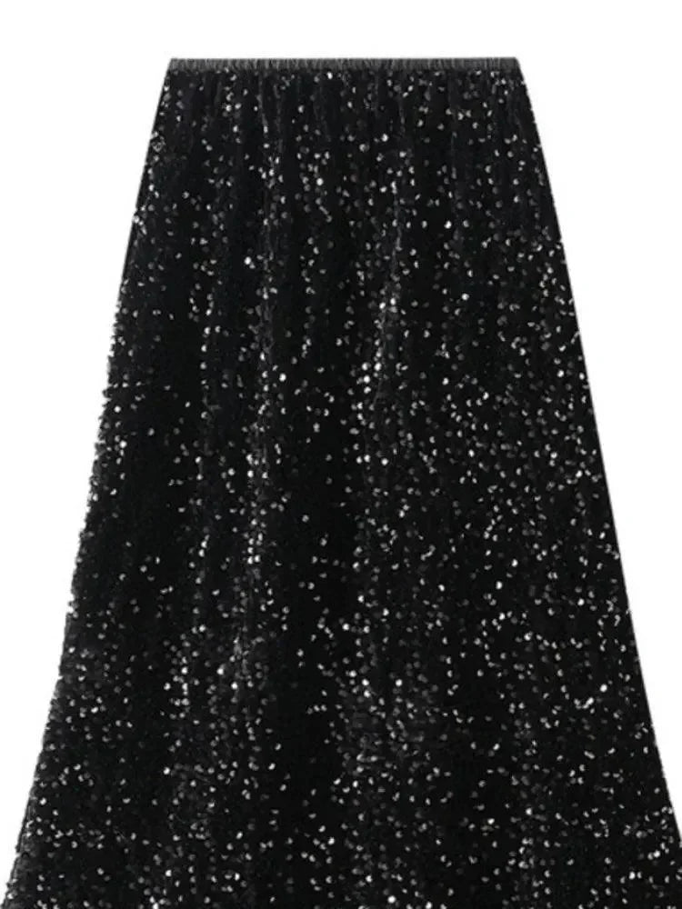 Women Mermaid Skirt Sequin - High Waist Midi Women Skirt