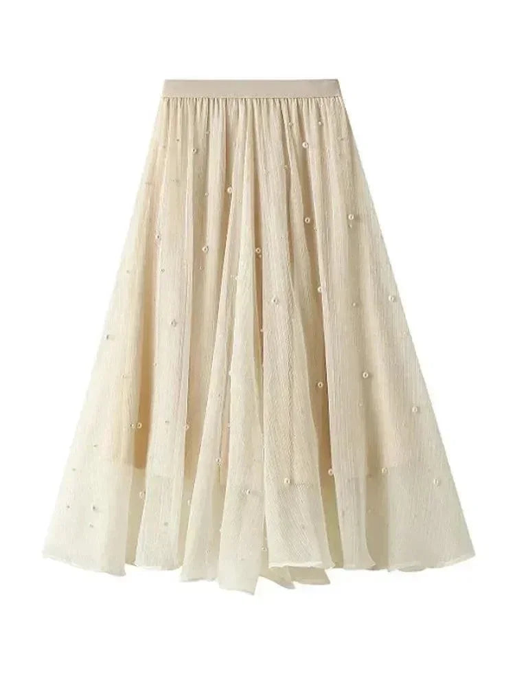 Women Midi Skirt Ruffled Patchwork - Asymmetric Women Skirt