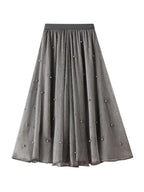 Women Midi Skirt Ruffled Patchwork - Asymmetric Women Skirt